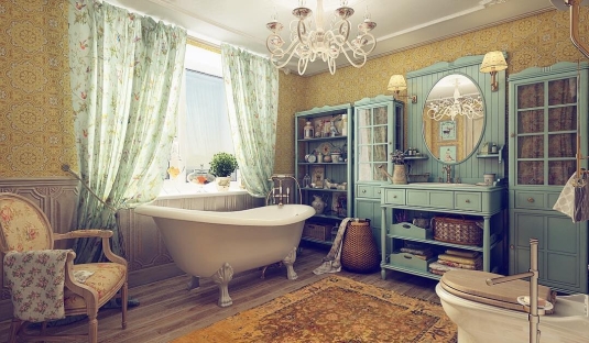 Сантехника для ванной комнаты в стиле прованс: дизайн и цвет, примеры, фото