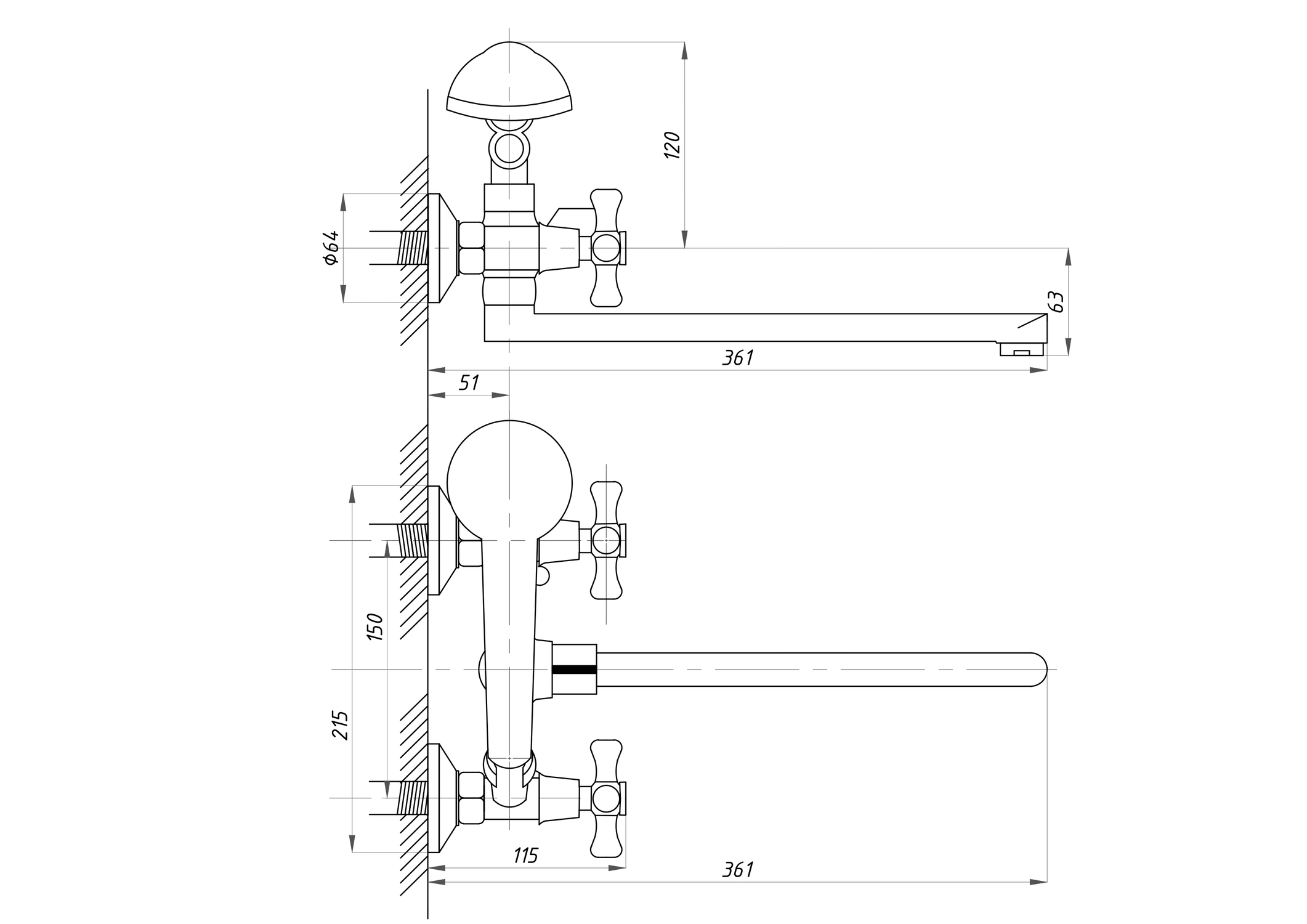 Смеситель для ванны с душем TSARSBERG TSB-125-07