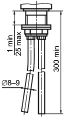 Рисунок 22 — Основные размеры гибких медных подводок для присоединения центральных набортных смесителей к сетям холодной и горячей воды